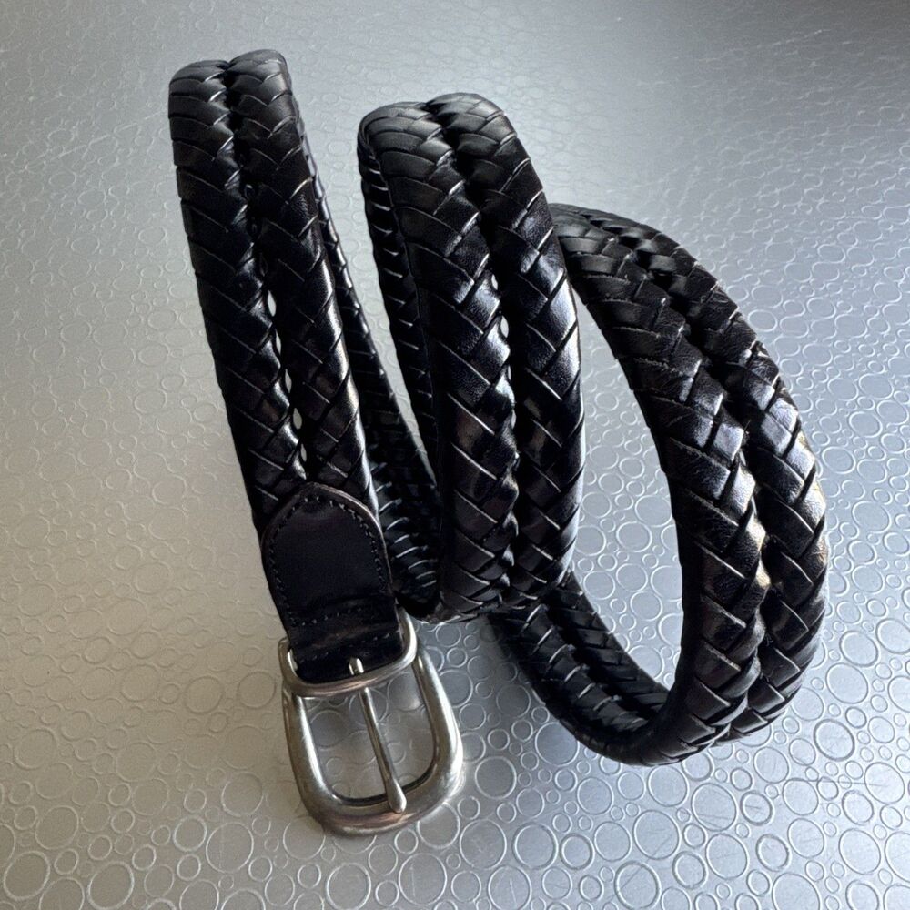 Vintage Coach Black Braided Leather Dress Belt 5922 Solid Brass Buckle - Size 40
